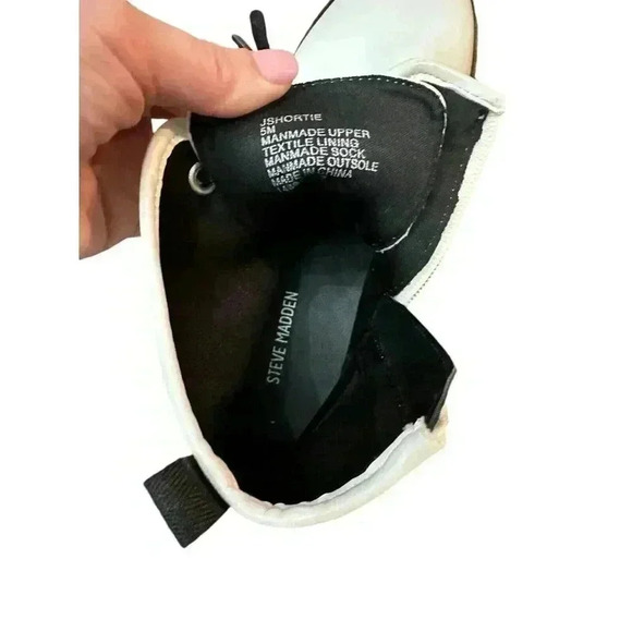 Steve Madden Jshortie Boots White Girls Size 5 Lace Up Zipper Combat - Picture 6 of 7